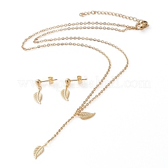 304 Stainless Steel Cable Chains Pendant Necklaces and Stud Earrings Sets&nbsp;SJEW-I205-05