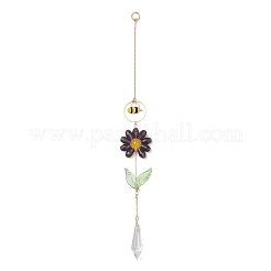 4Pcs 4 Colors Alloy Enamel Bee & Glass Flower Crystal Suncatcher&nbsp;HJEW-TA00475