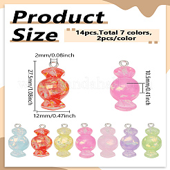 14Pcs 7 Colors Candy Resin Pendants&nbsp;RESI-LP0001-42