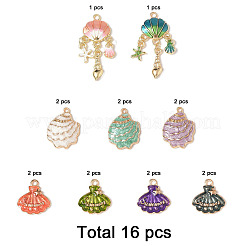 16Pcs 9 Styles Alloy Enamel Pendants&nbsp;ENAM-FP0002-66