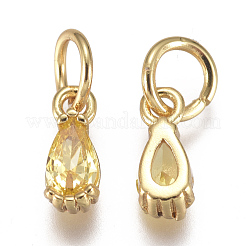 Brass Micro Pave Cubic Zirconia Charms&nbsp;ZIRC-F111-04G