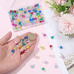 120Pcs 12 Colors Round Crackle Glass Pendants&nbsp;PALLOY-BM00015