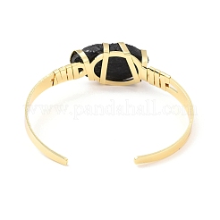 Natural Obsidian Horse Eye Beaded Cuff Bangle&nbsp;G-D458-01G-08-RS