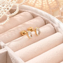 304 Stainless Steel Rhinestone Stud Earrings for Women&nbsp;EJEW-M068-03G