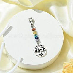 Alloy Heart/Flat Round with Tree of Life Pendant Decorations&nbsp;HJEW-JM01383