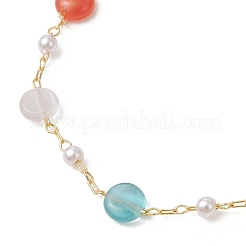 Colorful Cat Eye & Plastic Pearl Beaded Link Bracelets for Women&nbsp;BJEW-JB12971