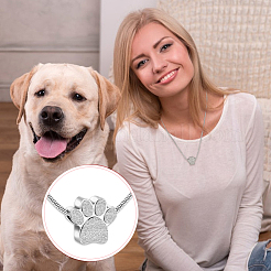 Paw Print Urn Ashes Necklace&nbsp;NJEW-WH0024-01S