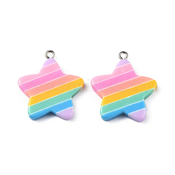 Rainbow Star Resin Pendants&nbsp;CRES-O003-01