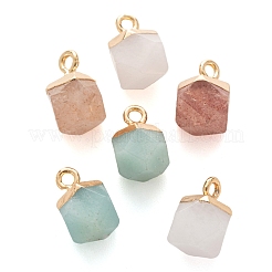 6Pcs 3 Style Electroplate Natural Gemstone Charms&nbsp;G-FS0001-39