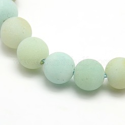 Natural Frosted Flower Amazonite Round Bead Strands&nbsp;X-G-M064-8mm-07