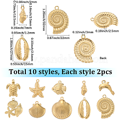 20Pcs 10 Styles Ion Plating(IP) 304 Stainless Steel Pendants&nbsp;STAS-SC0010-07