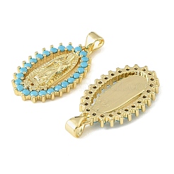 Brass Micro Pave Sky Blue Cubic Zirconia Pendants&nbsp;CU-CBA6938-11G-02