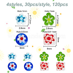 120Pcs 4 Style Handmade Millefiori Glass Beads Sets&nbsp;LAMP-GO0001-14