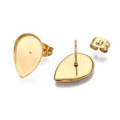 Earring Cabochon Settings 304 Stainless Steel Ear Studs Blank Settings&nbsp;STAS-Q170-13G