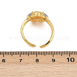 Brass Micro Pave Cubic Zirconia Cuff Ring for Women&nbsp;RJEW-L132-01G