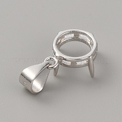 Rhodium Plated 925 Sterling Silver Pendant Cabochon Open Back Settings&nbsp;LS-STER-WH0010-28