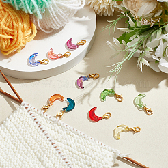 Handmade Lampwork Moon Pendant Locking Stitch Markers&nbsp;HJEW-NB00131