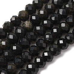 Natural Golden Sheen Obsidian Beads Strands&nbsp;G-B179-A06-6x8mm