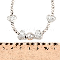 Brass Micro Pave Clear Cubic Zirconia Heart Round Beaded Bib Necklaces for Women&nbsp;NJEW-F364-08P