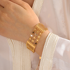Brass Hollow Flower Wide Link Bracelets for Women&nbsp;BT5345