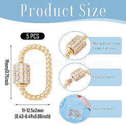 5 Pcs Brass Micro Pave Clear Cubic Zirconia Screw Carabiner Lock Charms&nbsp;KK-TA0003-16