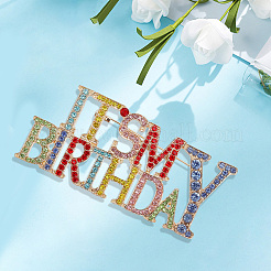 2Pcs 2 Styles It's My Birthday Alloy Rhinestone Brooches for Backpack Clothes&nbsp;JEWB-GF0011-51A