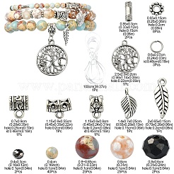 DIY Natural Crazy Agate & Fire Crackle Agate Stretch Bracelet Making Kit&nbsp;DIY-YW0008-49