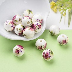 Floral Printed Porcelain Beads&nbsp;X-CFF042Y