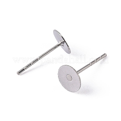 Tarnish Resistant 316 Surgical Stainless Steel Flat Round Blank Peg Stud Earring Settings&nbsp;STAS-R073-02