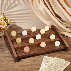 3-Tier 12-Slot Wooden Commemorative Coin Display Risers&nbsp;ODIS-WH0017-101