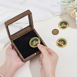 Black Walnut Wood & Acrylic & Velvet Magnetic Commemorative Coin Storage Box&nbsp;CON-WH0095-196B
