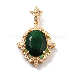 Rack Plating Brass Micro Pave Green Cubic Zirconia Pendants&nbsp;KK-D070-08G