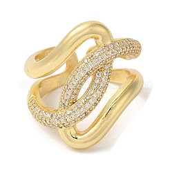 Brass Micro Pave Cubic Zirconia Open Cuff Rings&nbsp;RJEW-U008-38G