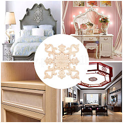 Natural Solid Wood Carved Onlay Applique Craft&nbsp;WOOD-WH0101-64