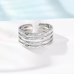 Multi Layer 304 Stainless Steel Cuff Open Rings&nbsp;RJEW-P191-09P