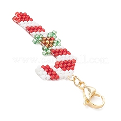 5Pcs Christmas Themed Glass Seed Beaded Pendant Decorations&nbsp;HJEW-MZ00341