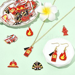 30Pcs 6 Styles Firefighting Theme Alloy Enamel Pendants&nbsp;ENAM-CJ0007-23