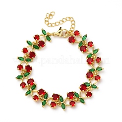 Brass Micro Pave Cubic Zirconia Link Bracelets for Women&nbsp;BJEW-D342-05G