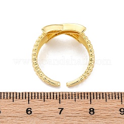 Brass Micro Pave Clear Cubic Zirconia Cuff Rings for Women&nbsp;RJEW-U043-08G