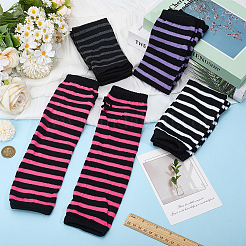 4 Pairs 4 Colors Acrylic Fibers Stripe Fingerless Glove Sleeves&nbsp;AJEW-HY0002-86
