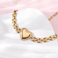 Heart 304 Stainless Steel Panther Chain Bracelets for Women&nbsp;BJEW-R027-02G