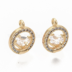Brass Micro Pave Clear Cubic Zirconia Charms&nbsp;ZIRC-T011-22G-NF