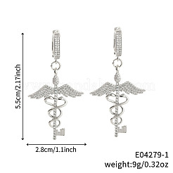 Fashionable Brass Clear Cubic Zirconia Double Snake with Wing Hoop Earrings&nbsp;IC7778-1