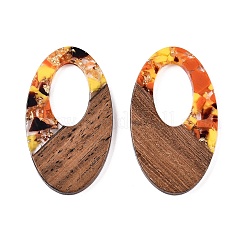Transparent Resin and Walnut Wood Pendants&nbsp;RESI-T057-02M