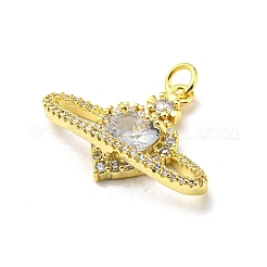 Brass Micro Pave Cubic Zirconia Pendants&nbsp;FIND-Z023-11G