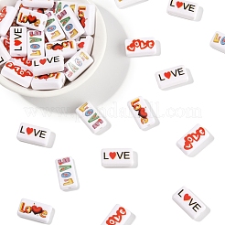 40Pcs 4 Colors Printed  Opaque Acrylic Beads&nbsp;OACR-FS0004-05