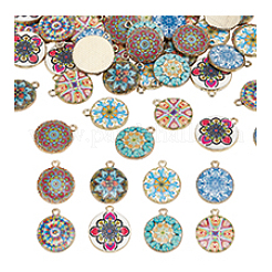 48Pcs 8 Colors Alloy Printed Pendants&nbsp;FIND-PH0021-12