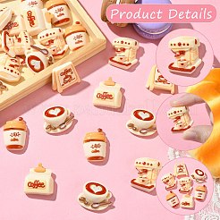 50Pcs 5 Styles Coffee Theme Opaque Resin Decoden Cabochons&nbsp;FIND-CJ0011-15