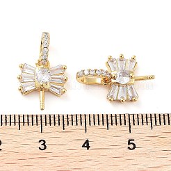 Rack Plating Brass Micro Pave Clear Cubic Zirconia Pendants&nbsp;KK-M280-14G