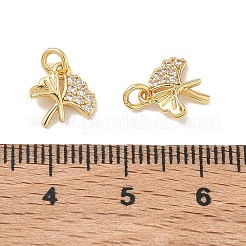 Brass Micro Pave Clear Cubic Zirconia Charms&nbsp;KK-D289-09G